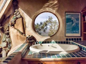 интерьер дачного дома из глины красивая ванная