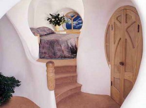 интерьер дачного дома из глины красивая спальня