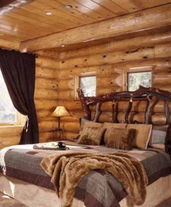 красивое фото спальни в доме из дерева