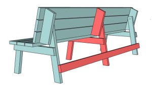 чертеж деревянной скамейки со спинкой